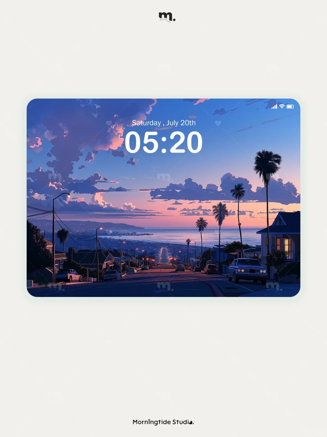 平板壁纸｜棕榈树🌴加州海边的落日余晖｜083