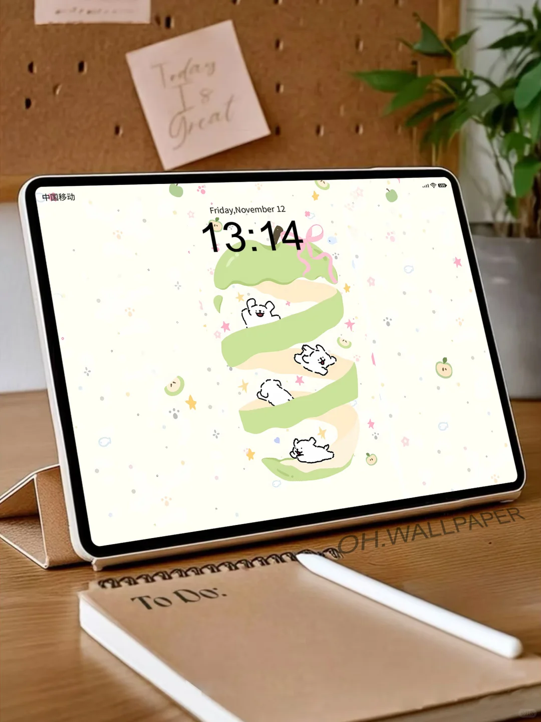 156｜线条小狗青苹果🍏平板壁纸