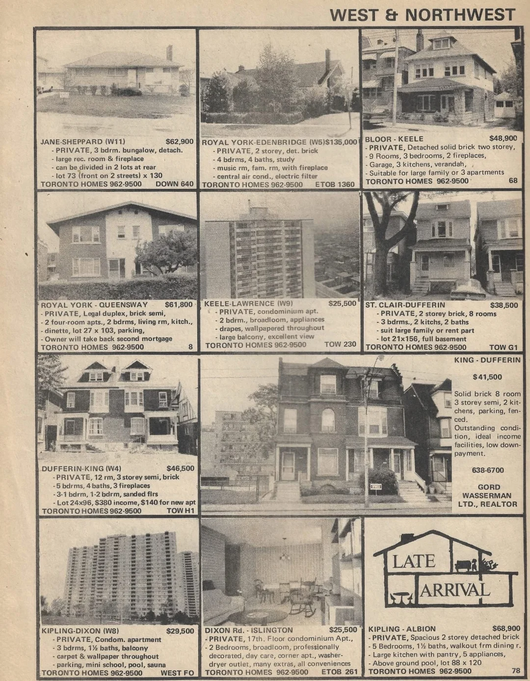 1970年代多伦多部分地区的房价