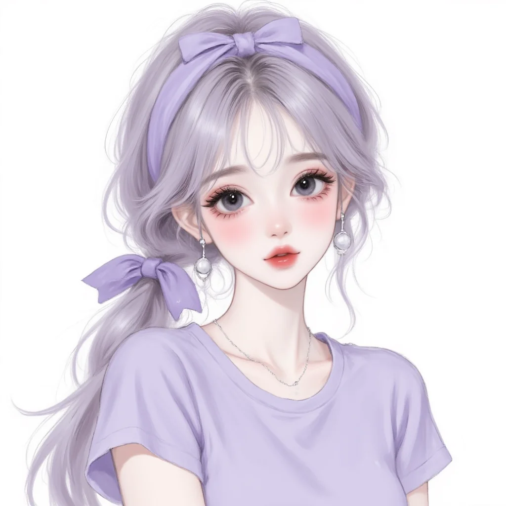 一眼就心动的简约甜美紫色女生头像