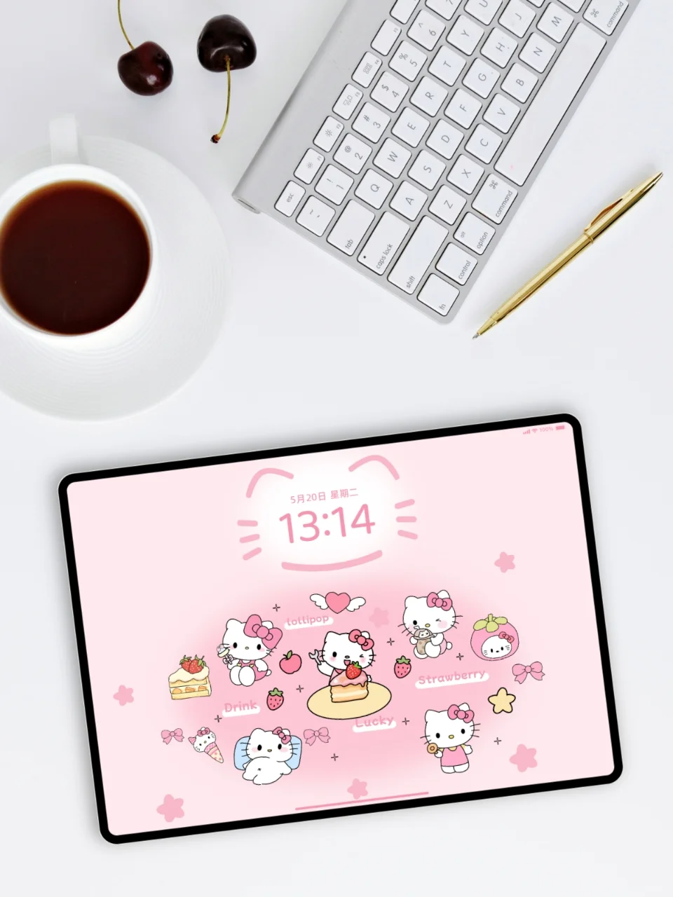 Hello Kitty｜粉粉的kitty猫｜可爱卡通平板壁纸