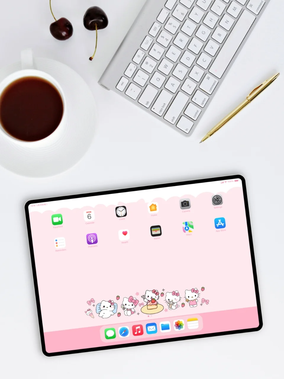 Hello Kitty｜粉粉的kitty猫｜可爱卡通平板壁纸