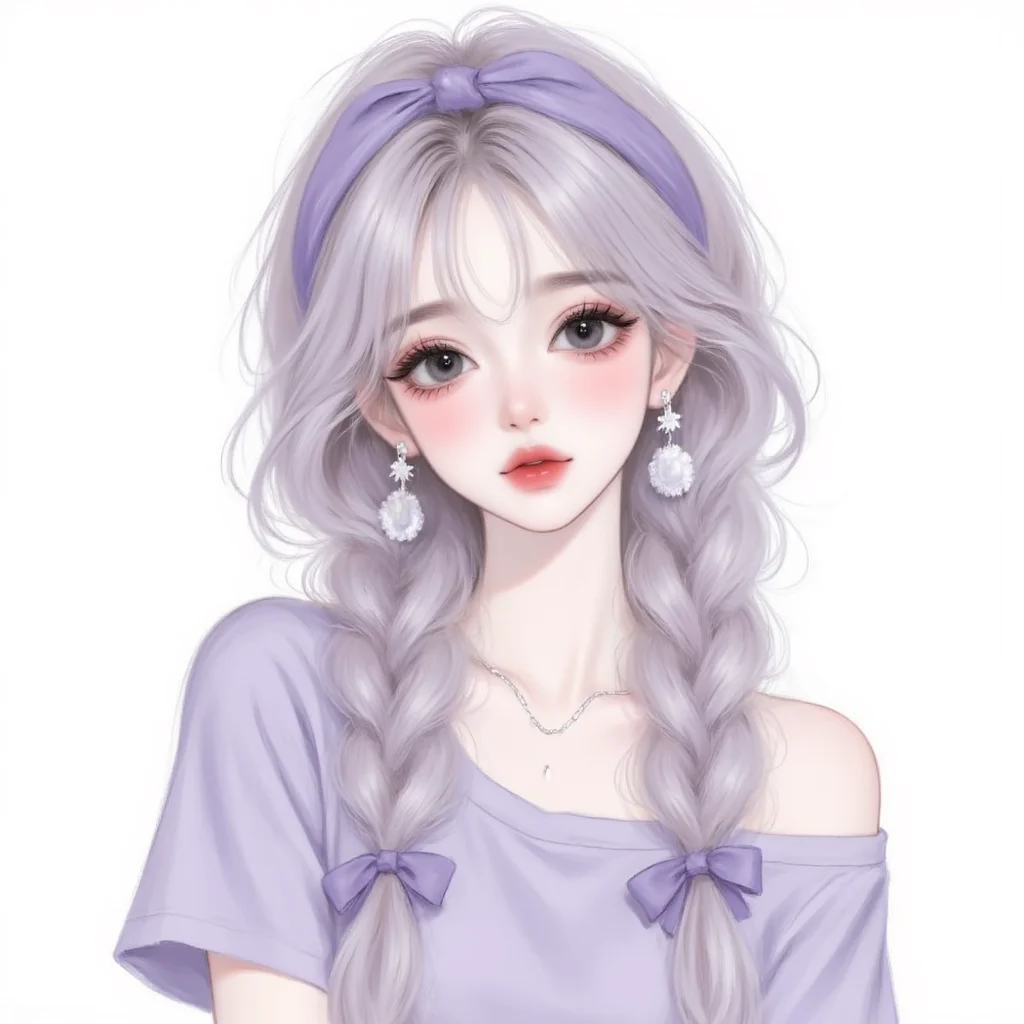 一眼就心动的简约甜美紫色女生头像