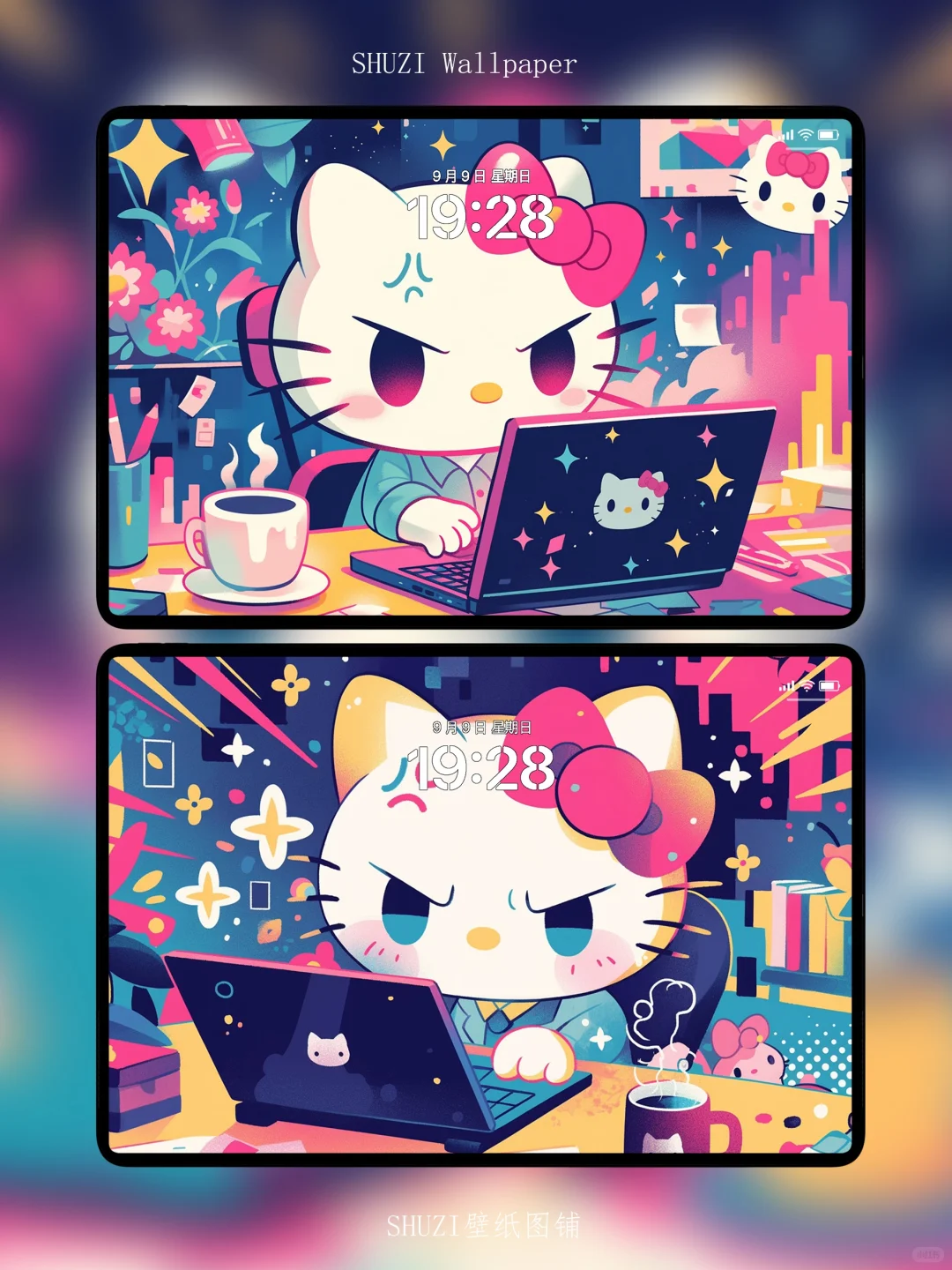 请换壁纸｜打工kitty猫演绎上班的暴躁痛苦