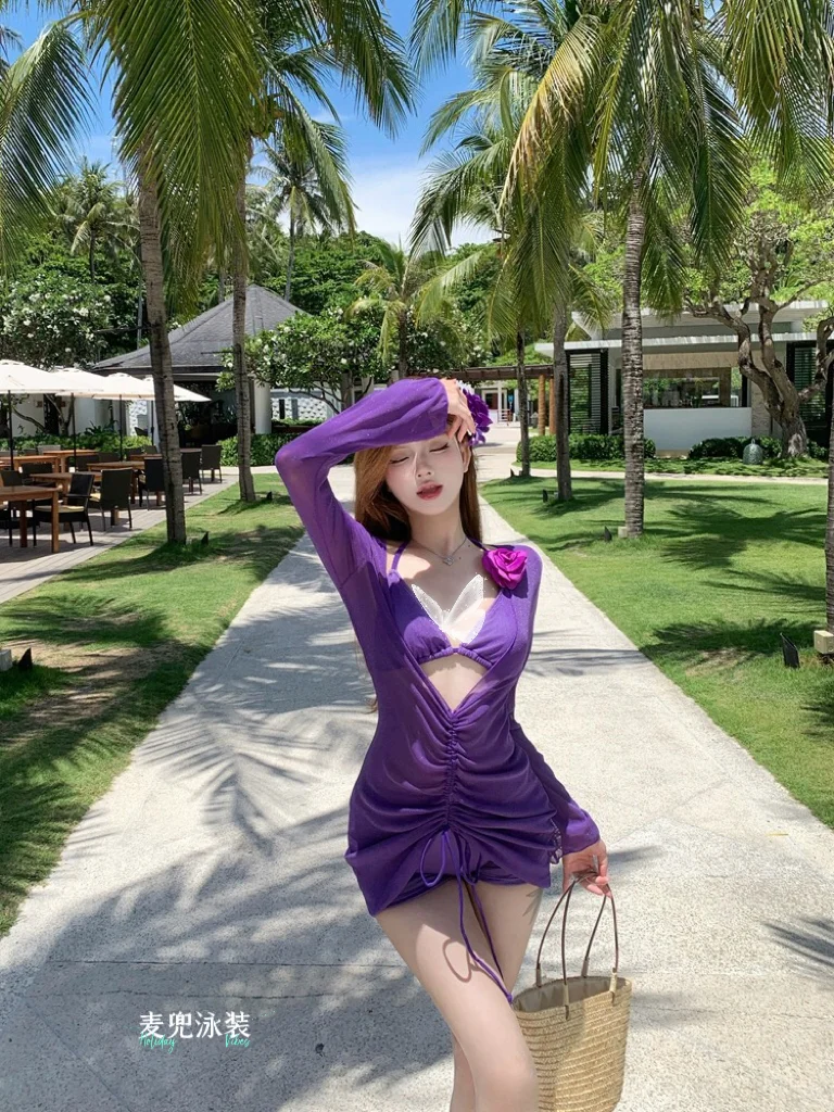 神秘紫调高级感三件套泳衣｜夏日辣妹比基尼
