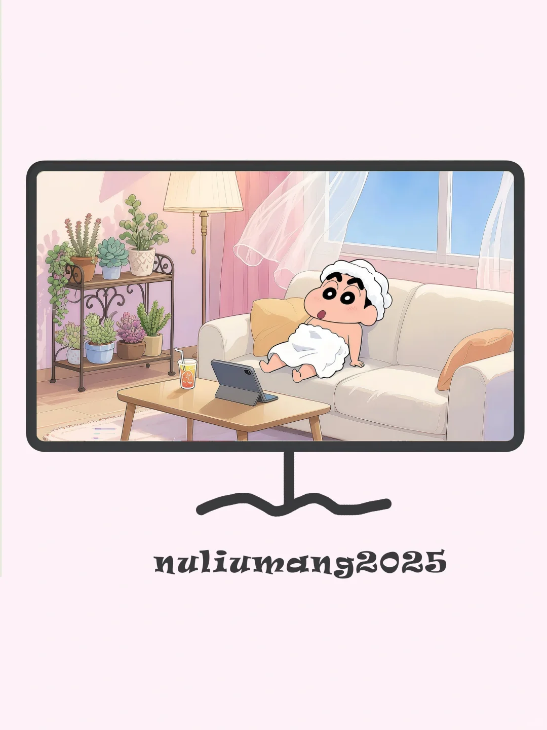 蜡笔小新电脑壁纸｜71治愈粉色可爱卡通壁纸