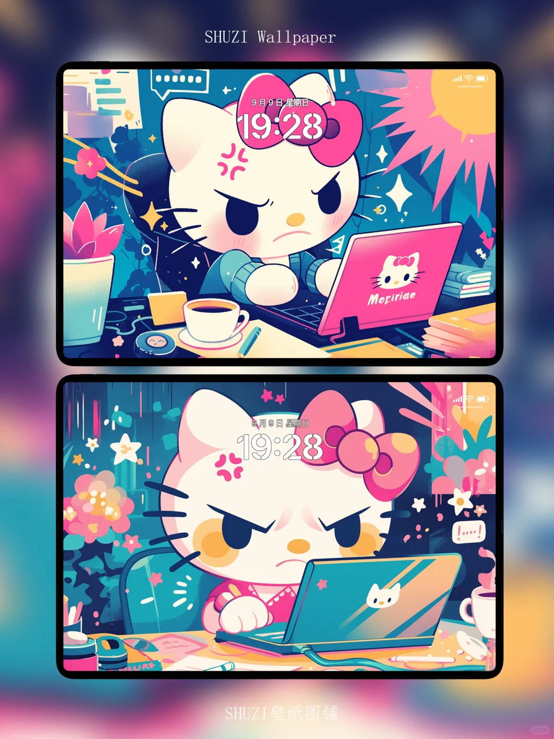 请换壁纸｜打工kitty猫演绎上班的暴躁痛苦
