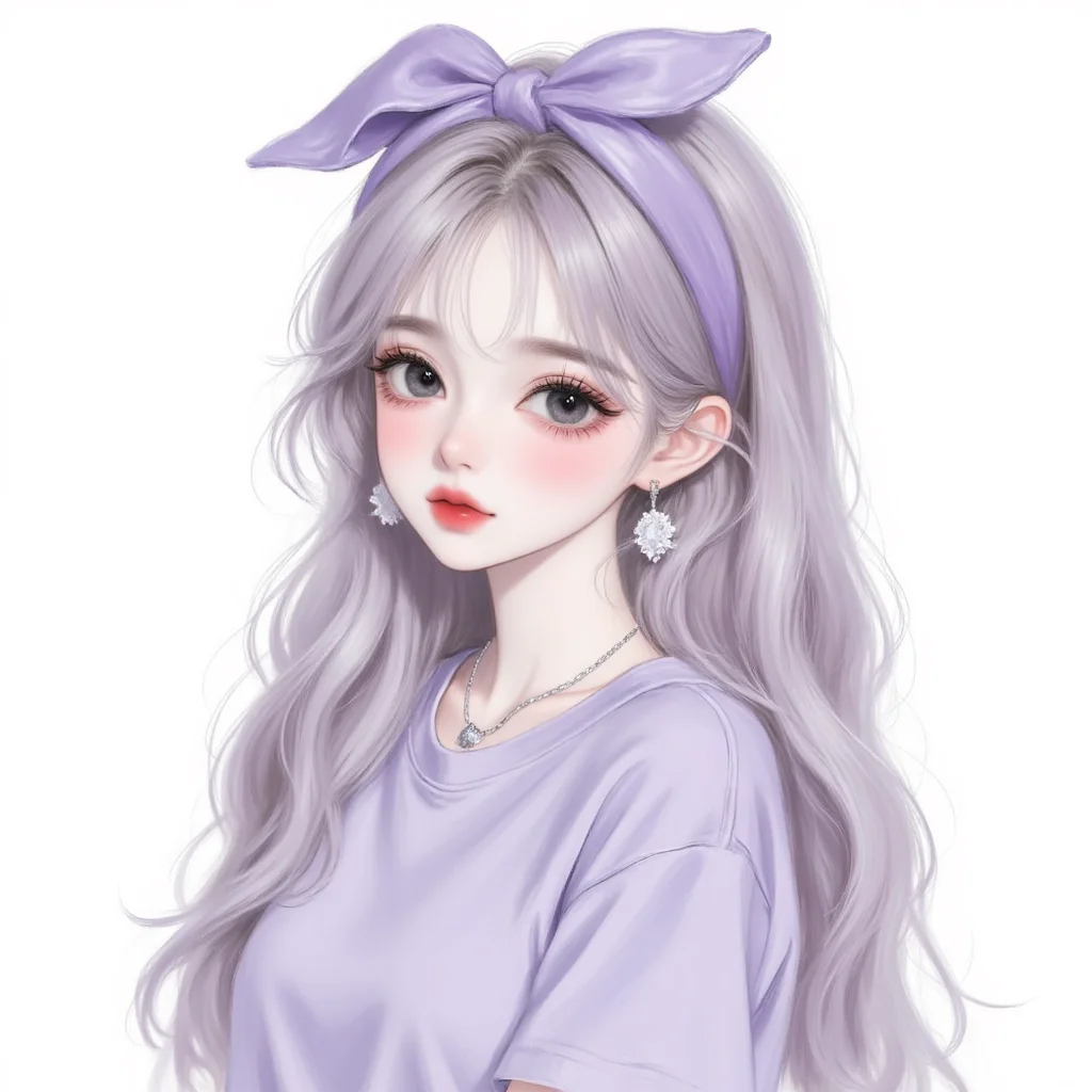 一眼就心动的简约甜美紫色女生头像