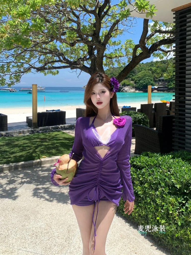 神秘紫调高级感三件套泳衣｜夏日辣妹比基尼