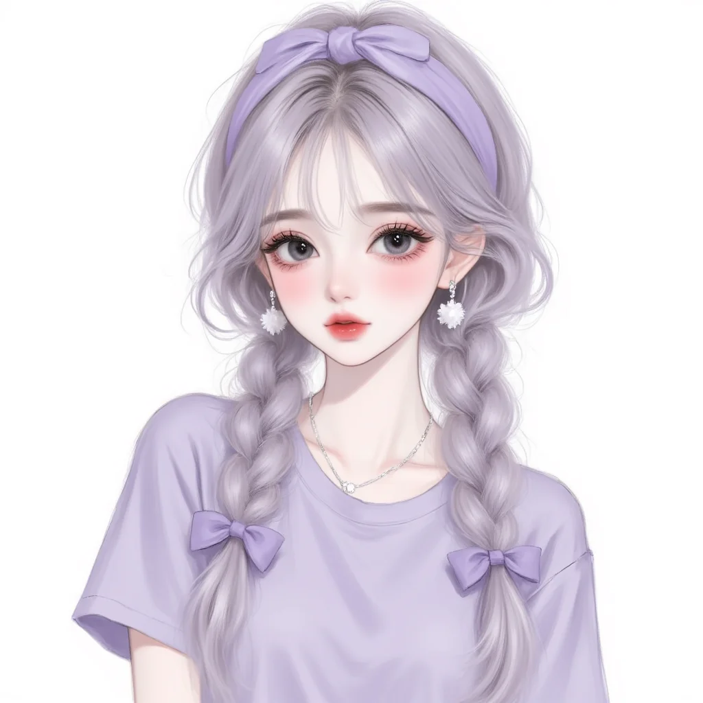 一眼就心动的简约甜美紫色女生头像