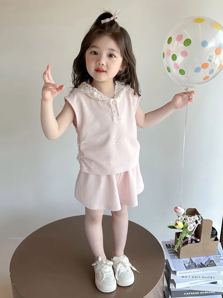 蕾丝领粉套装🌸 夏日甜妹松弛感拿捏