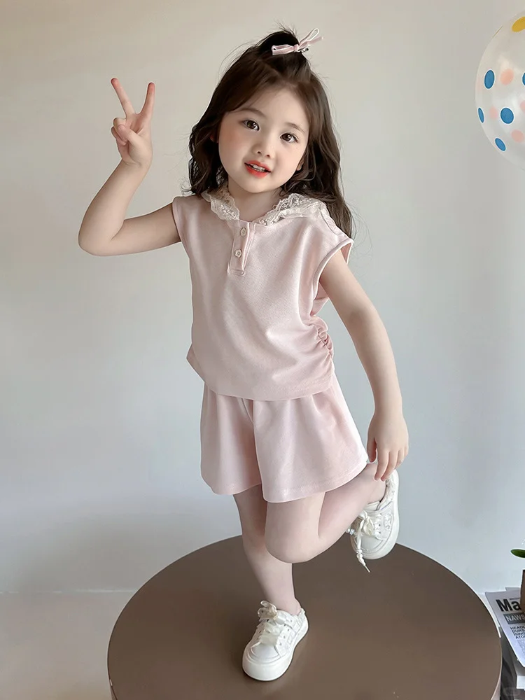 蕾丝领粉套装🌸 夏日甜妹松弛感拿捏