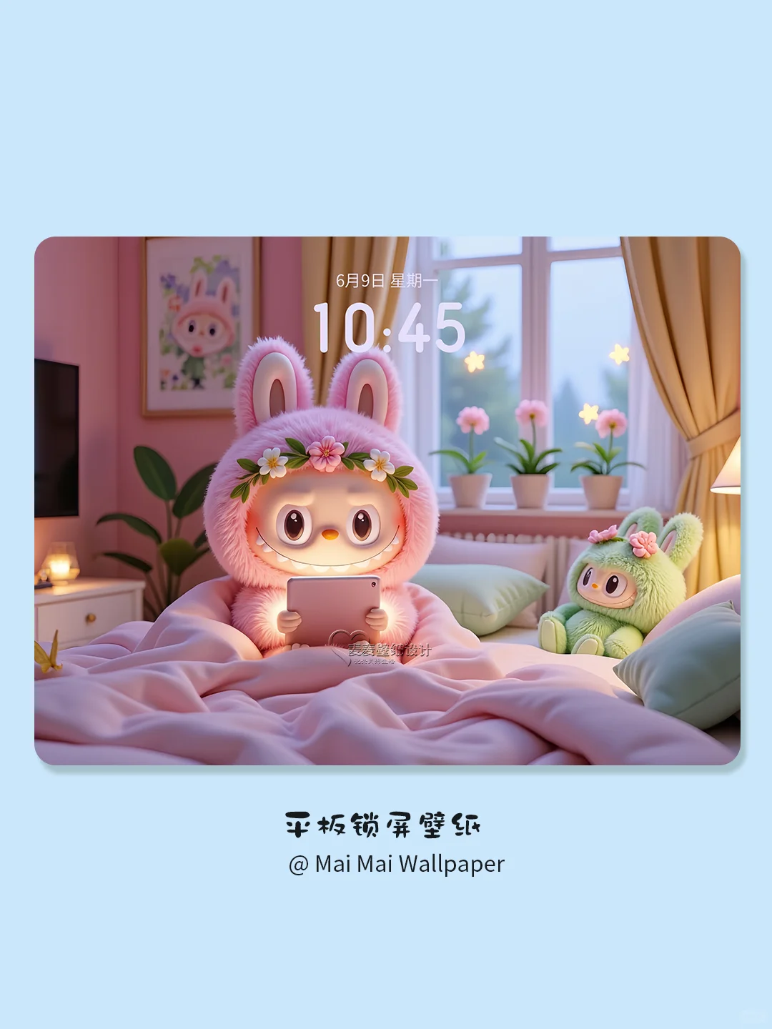 100 拉布布粉色治愈系ipad平板壁纸