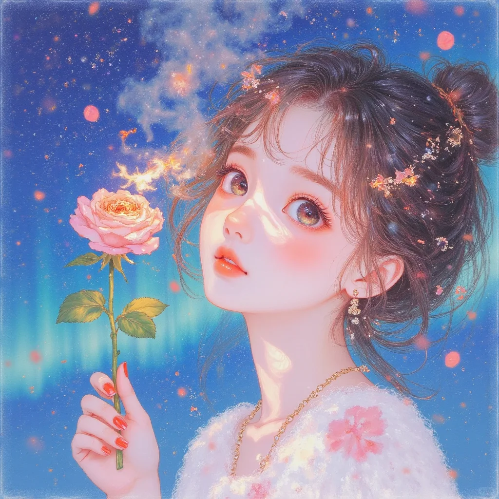 唯美插画，仙气飘飘的少女