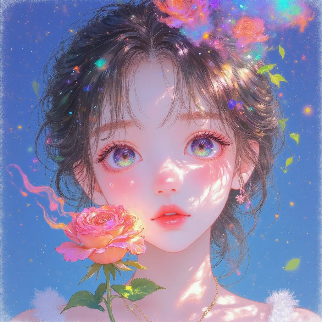 唯美插画，仙气飘飘的少女
