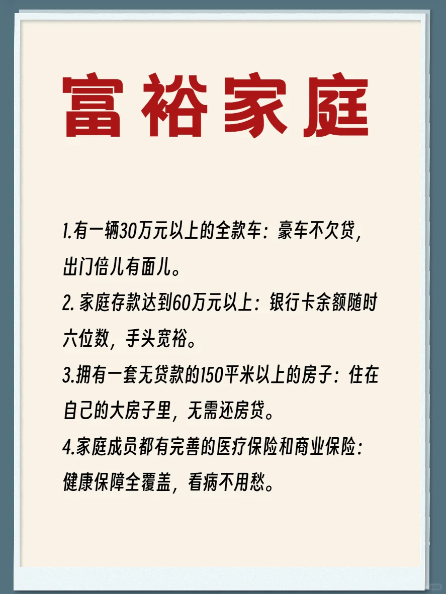 一个家庭占3条就算富裕，你家占了几条？