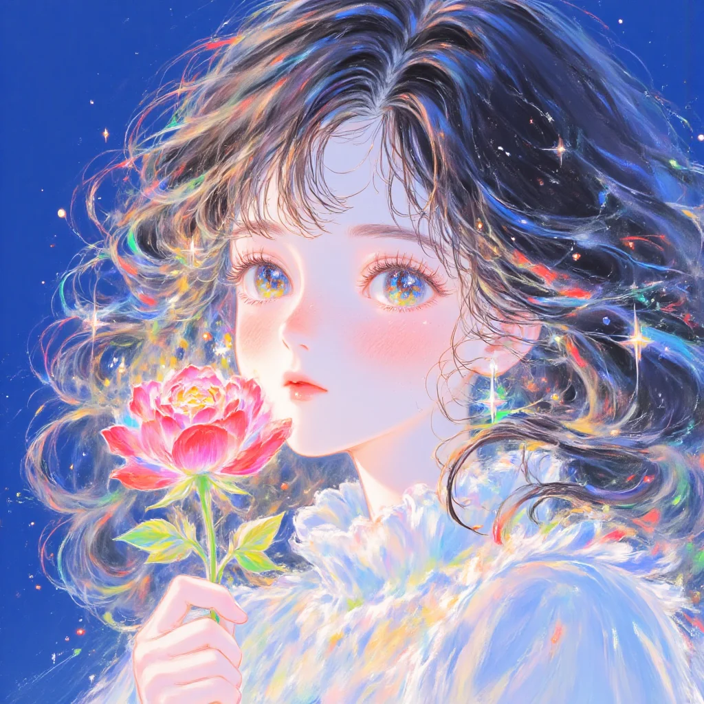 唯美插画，仙气飘飘的少女
