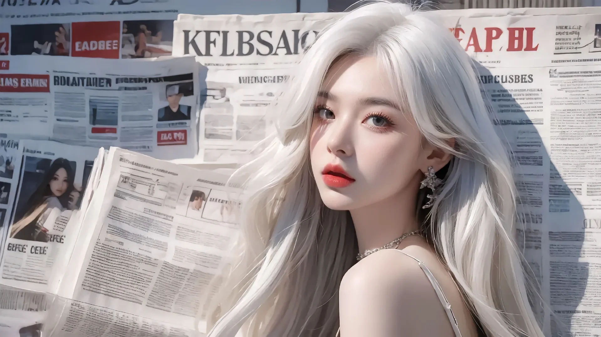 #4k超清 报纸女孩#wallpaper #美出高级感 #
