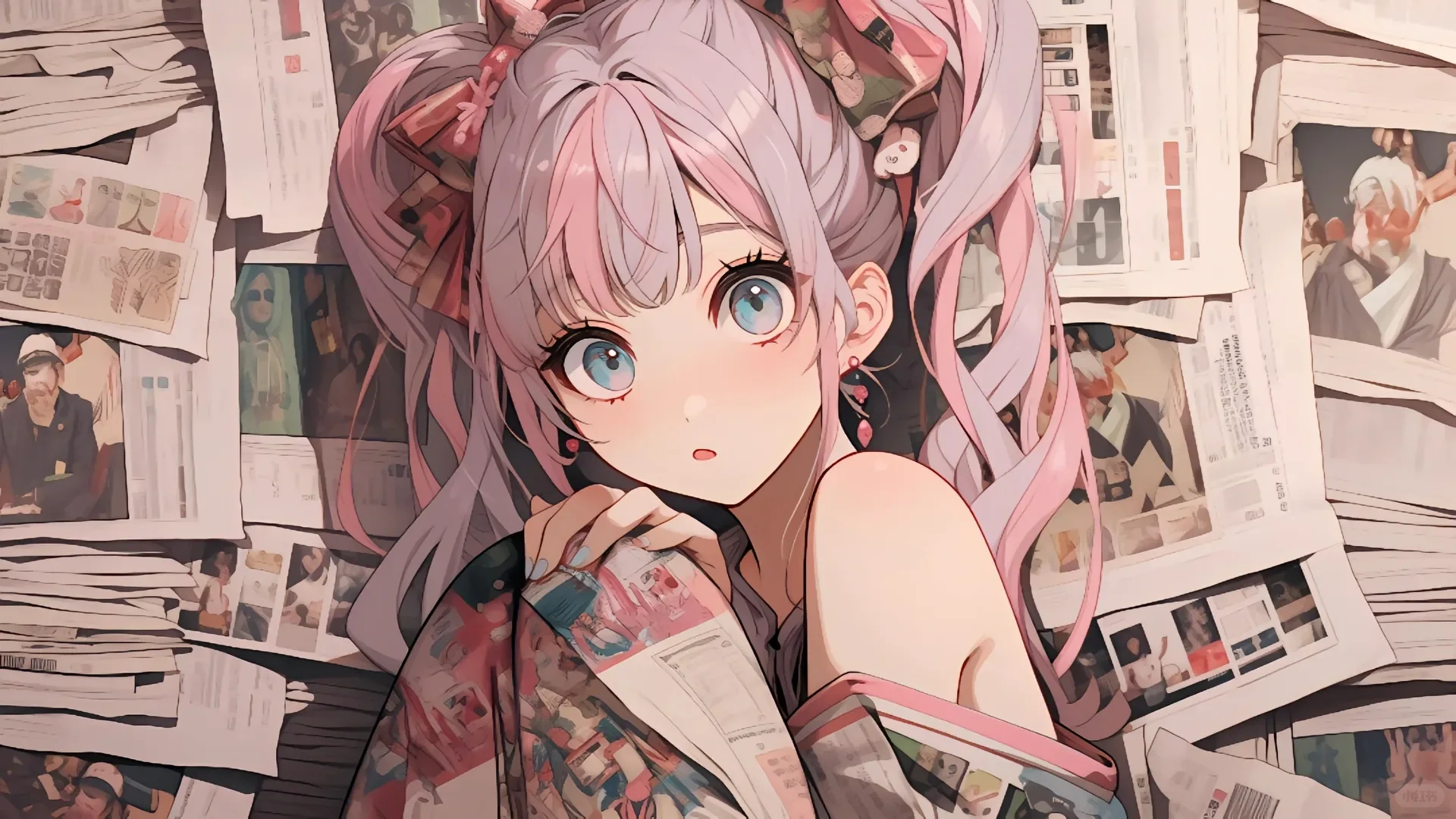 #4k超清 报纸女孩#wallpaper #美出高级感 #