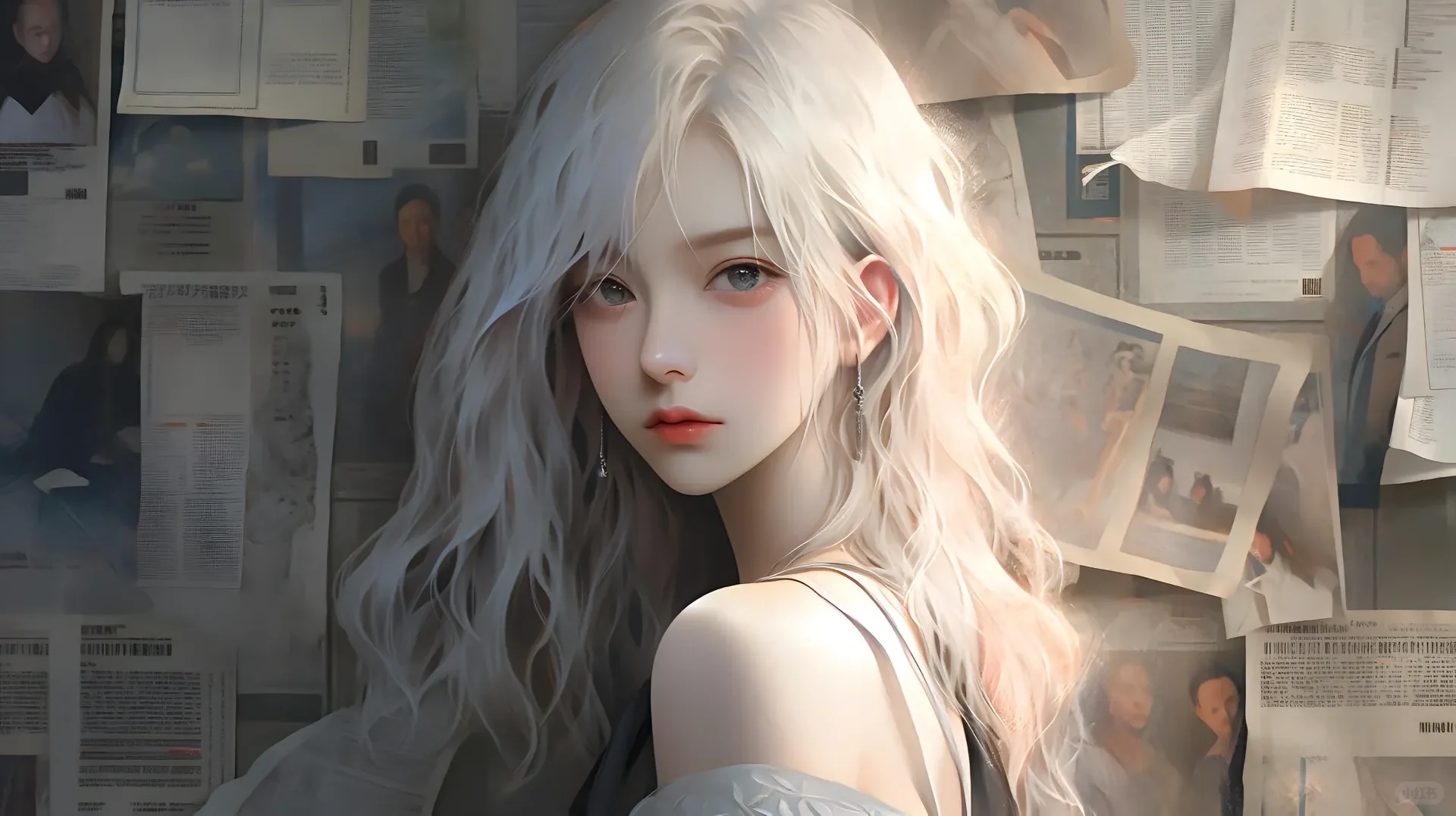 #4k超清 报纸女孩#wallpaper #美出高级感 #