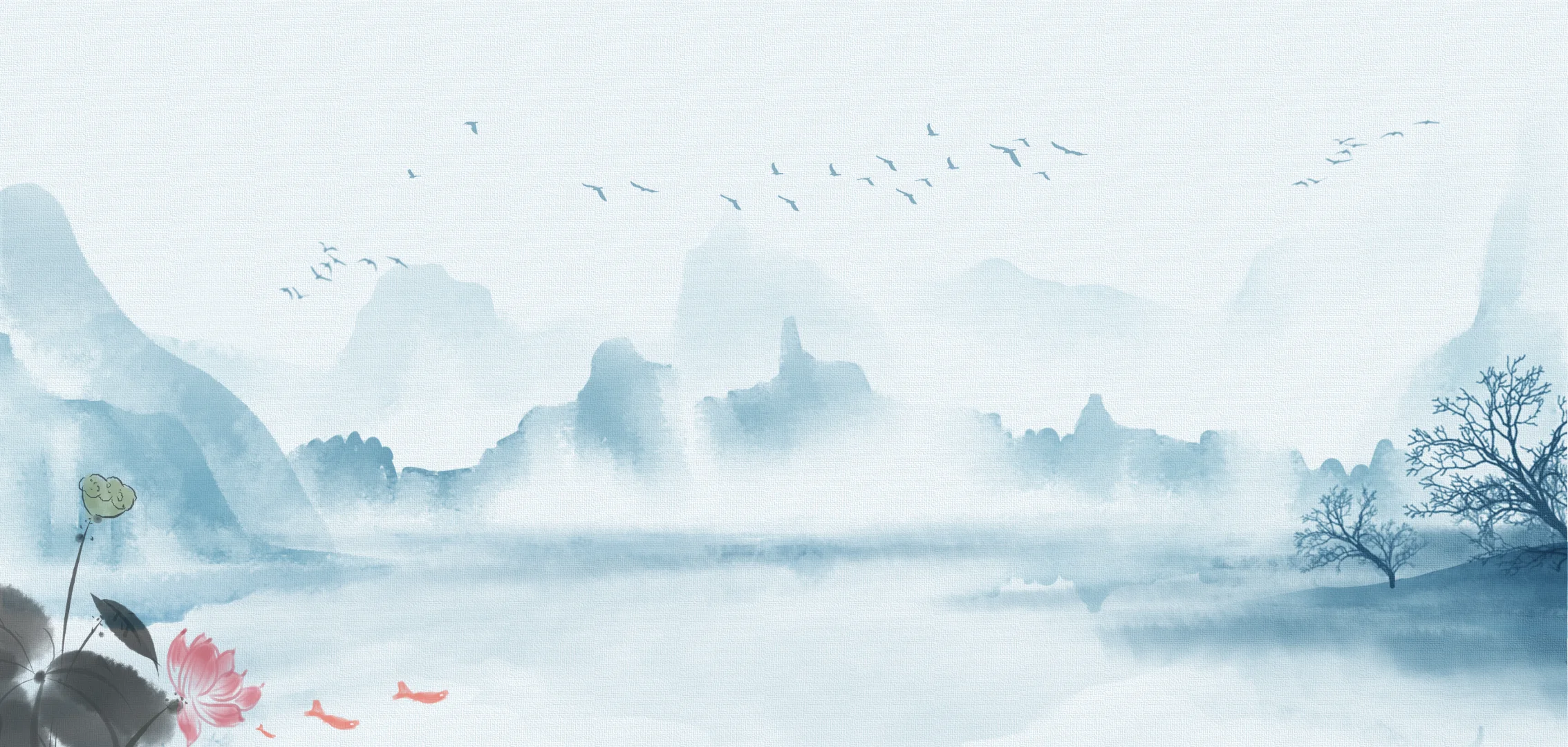 淡雅水墨风背景分享