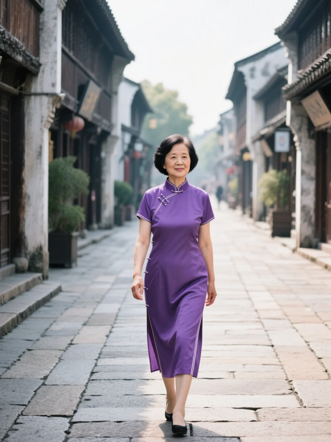 60+女人穿出东方韵味 紫色旗袍点亮岁月芳华