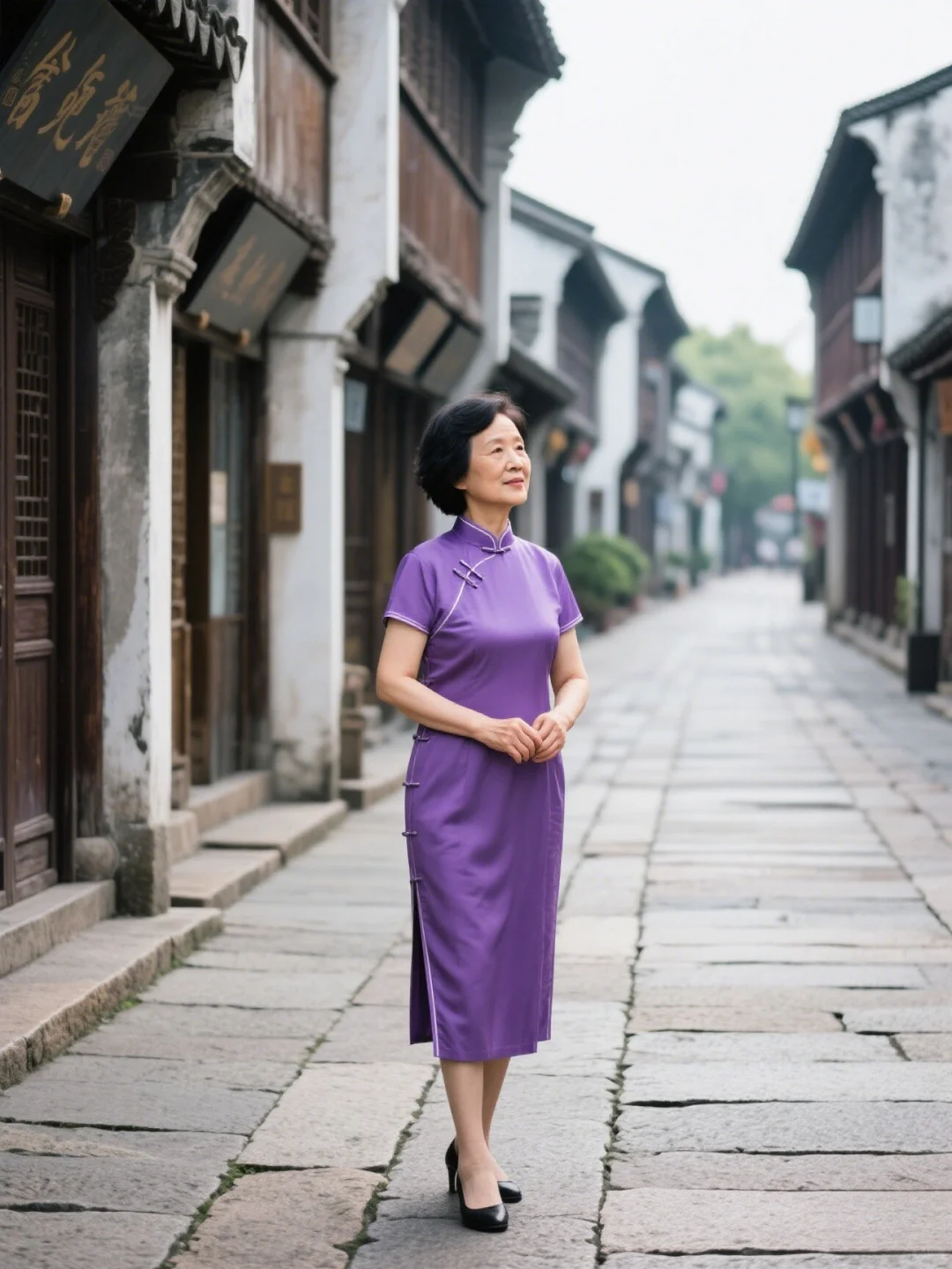 60+女人穿出东方韵味 紫色旗袍点亮岁月芳华