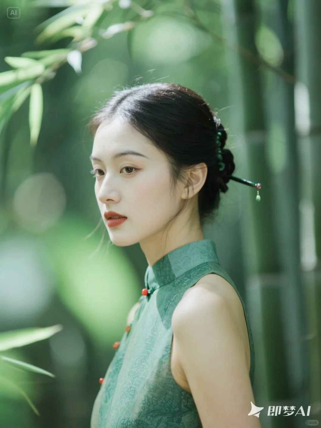 🌿 绿色旗袍 | 竹林光影诗