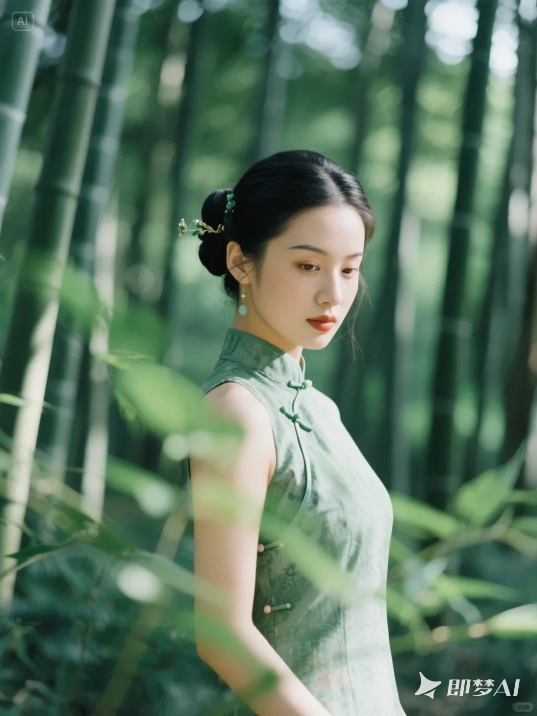 🌿 绿色旗袍 | 竹林光影诗