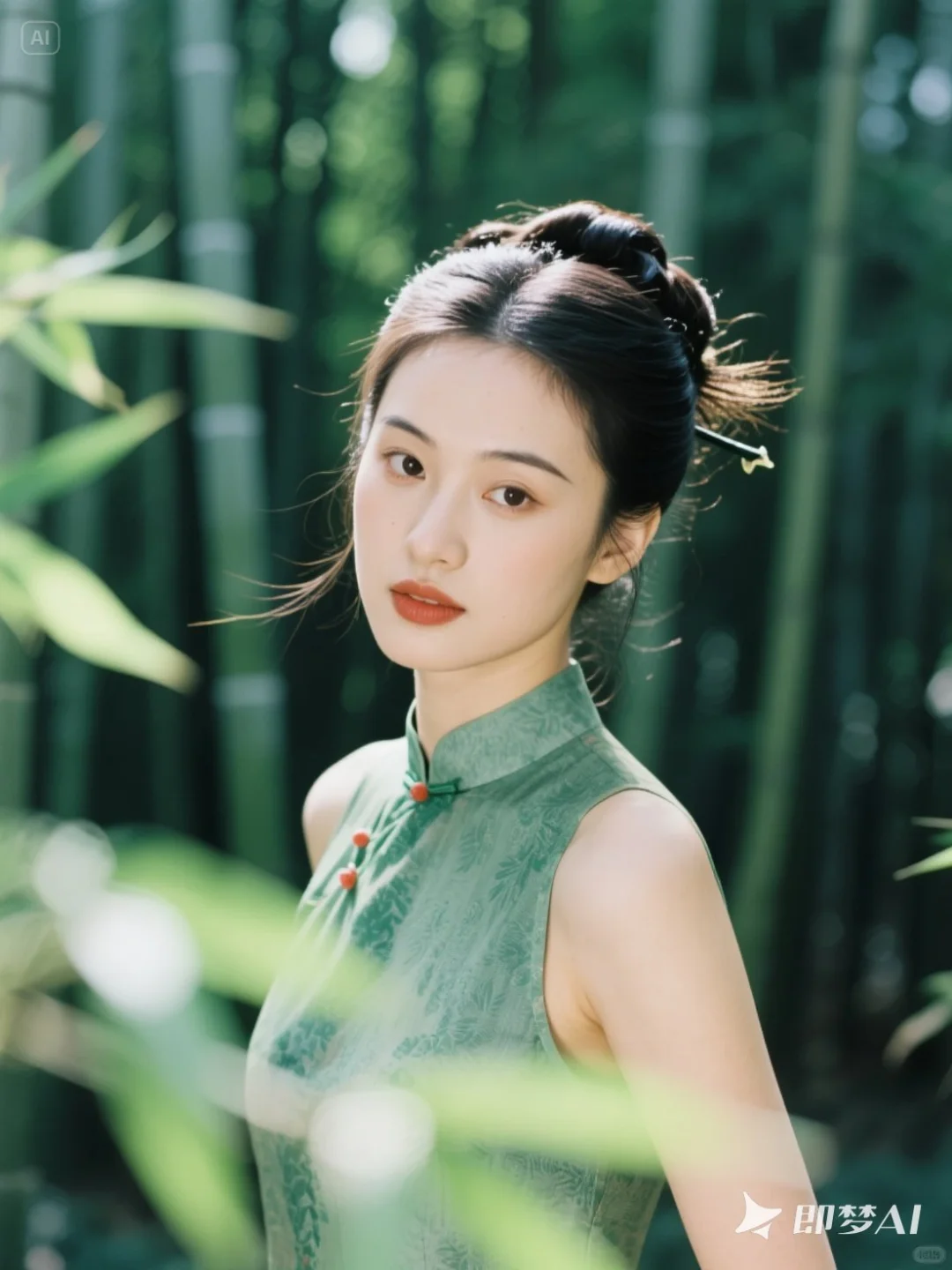 🌿 绿色旗袍 | 竹林光影诗