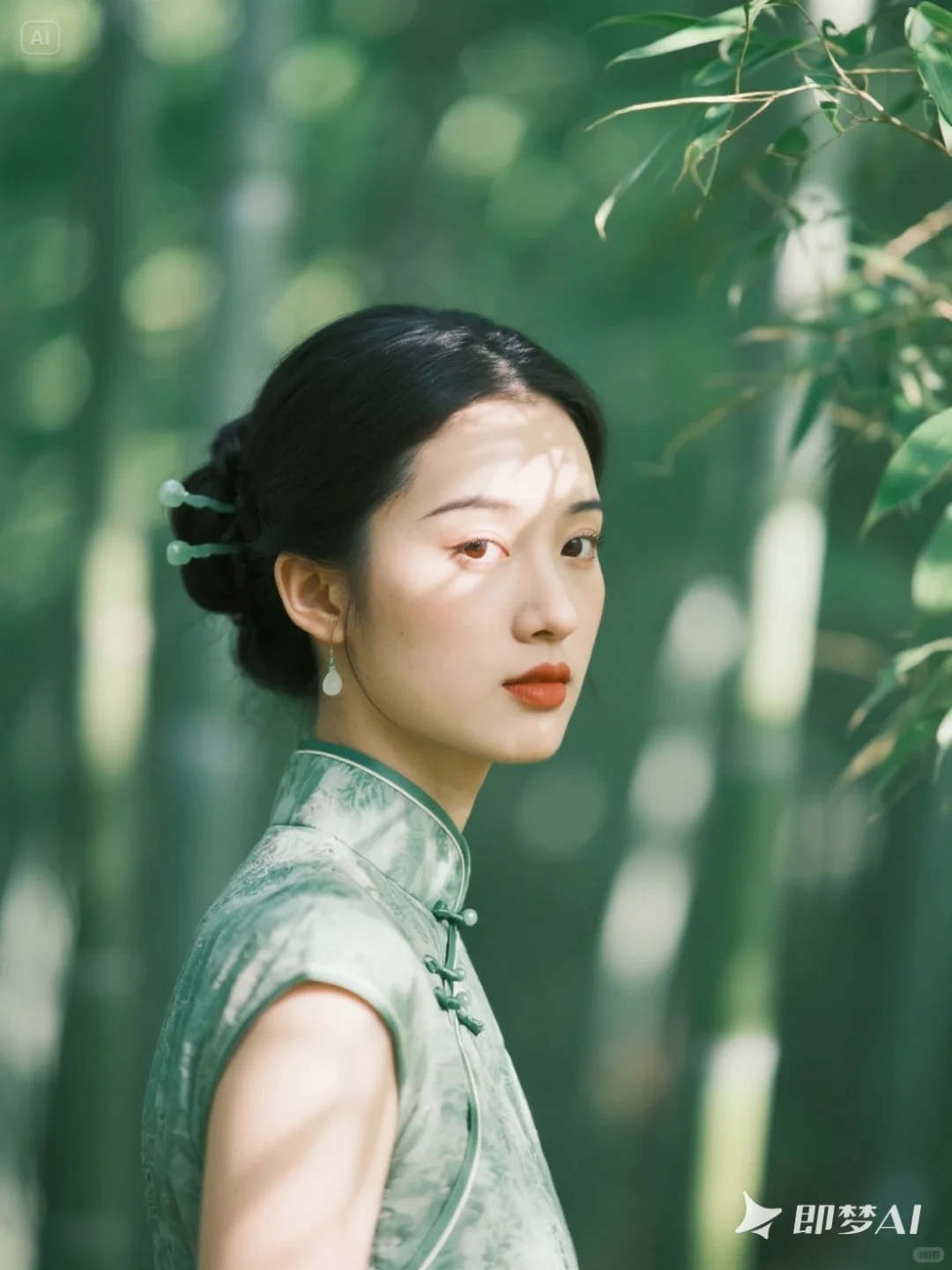 🌿 绿色旗袍 | 竹林光影诗