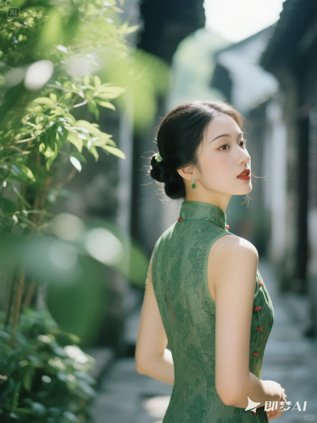 🌿 绿色旗袍 | 竹林光影诗