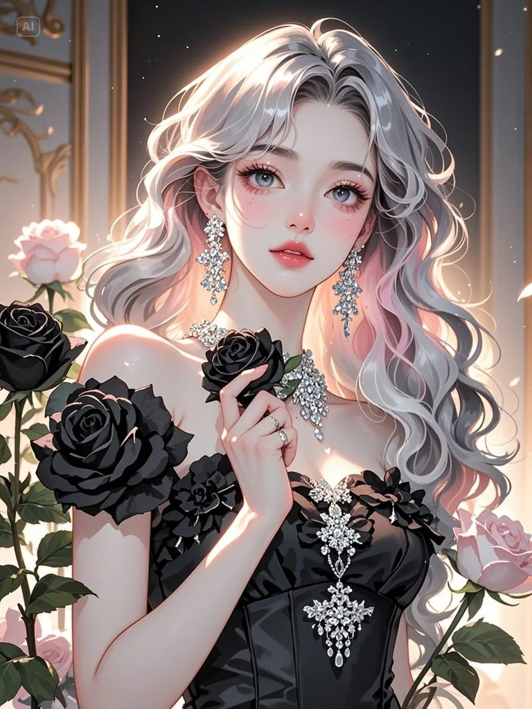 玫瑰花园中的黑色公主，优雅魅惑难挡🌹