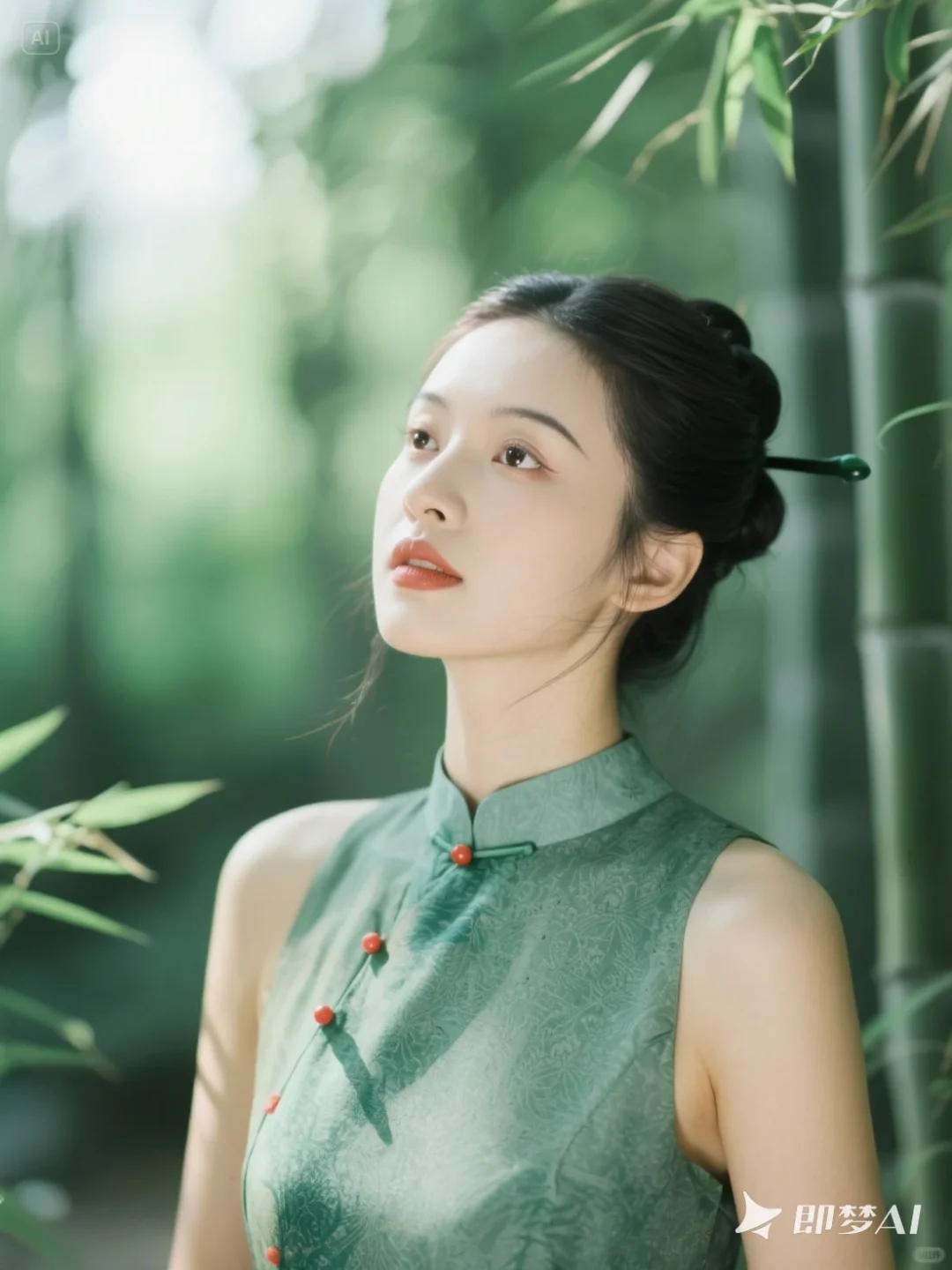 🌿 绿色旗袍 | 竹林光影诗