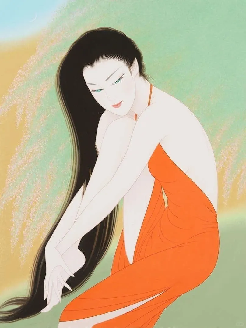 描绘性感高贵的古典美人：日本画师鹤田一郎