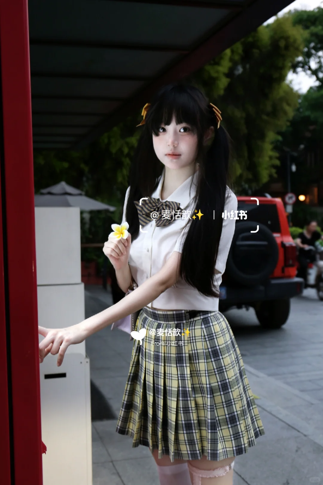 拍了东山口的白丝jk萌妹✨双马尾jk少女写真
