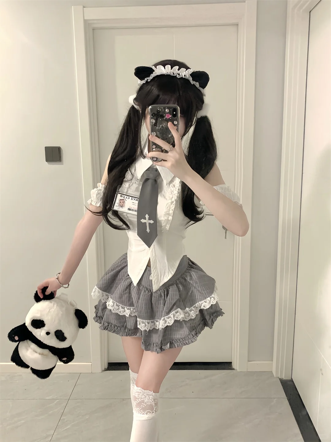 虚拟学院~小众不撞款白色衬衫上衣套装