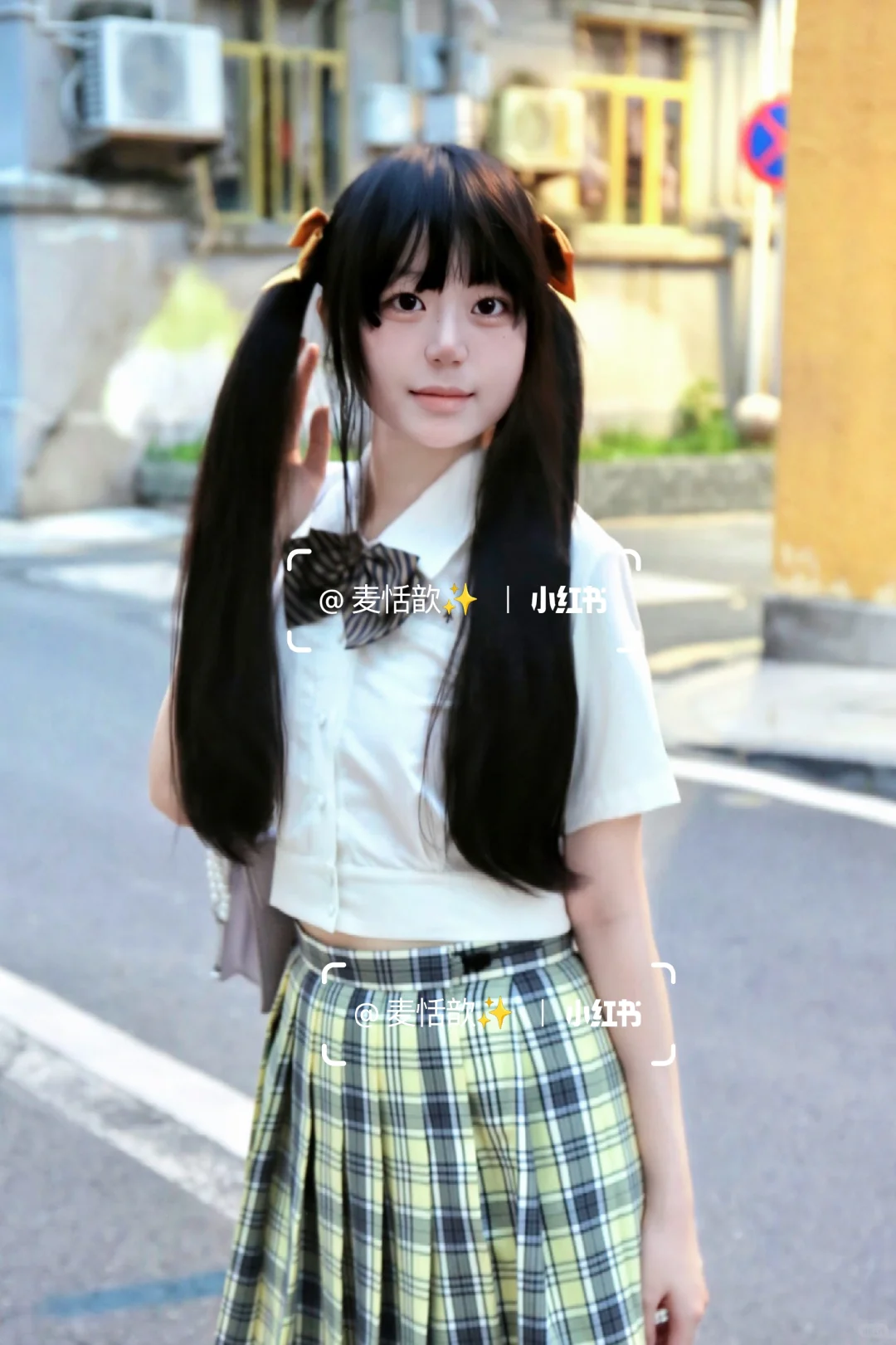 拍了东山口的白丝jk萌妹✨双马尾jk少女写真