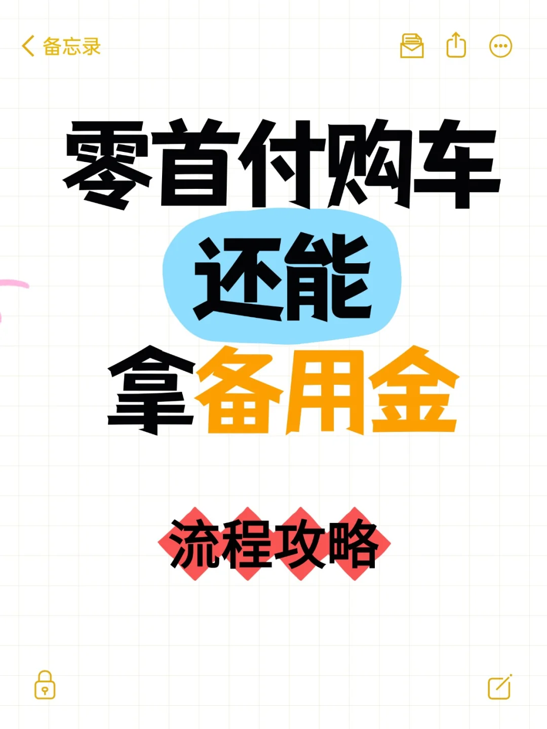 零首付购车+拿备用💰