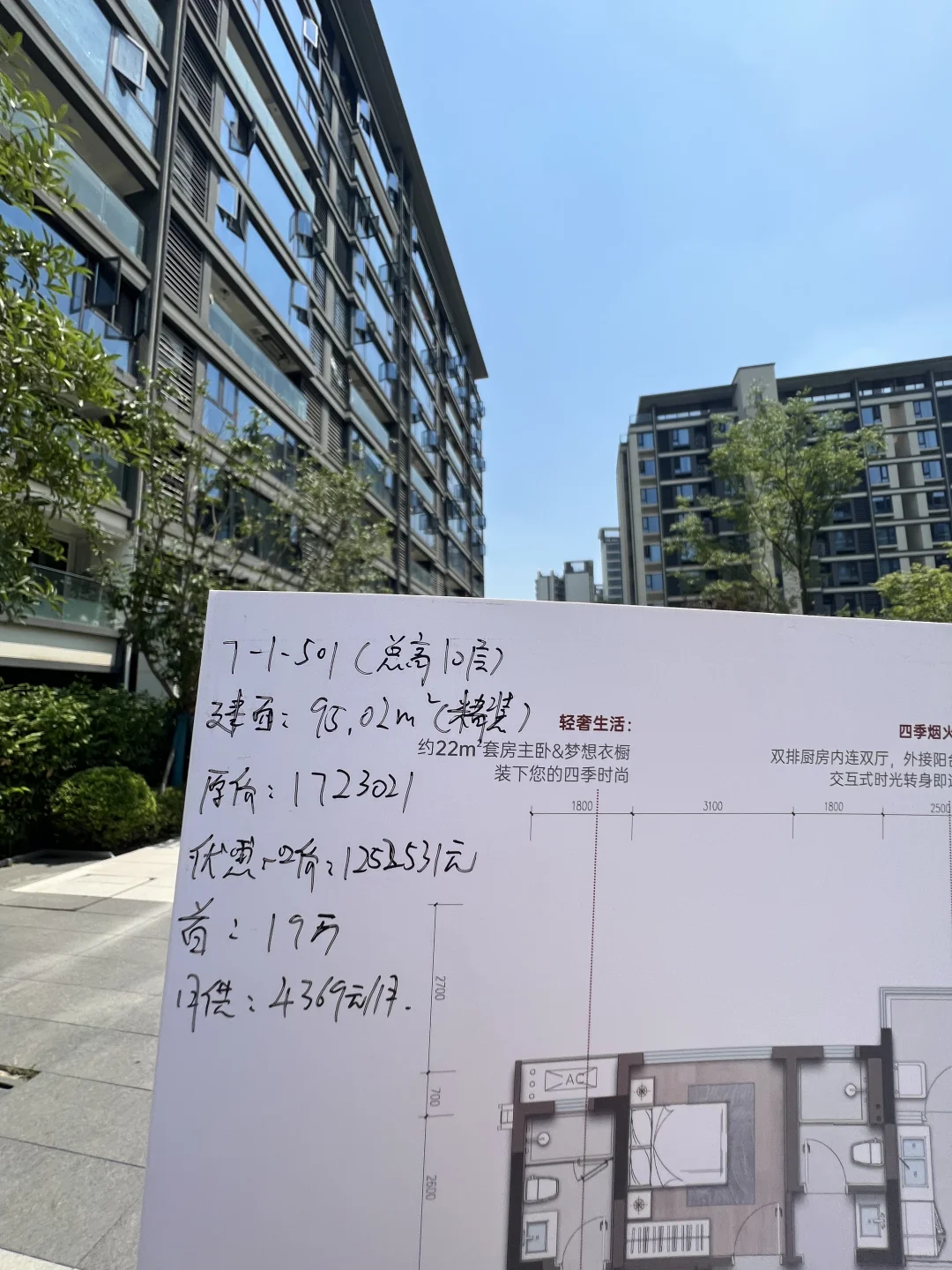今天去看了三环边的洋房95的小户型（125）
