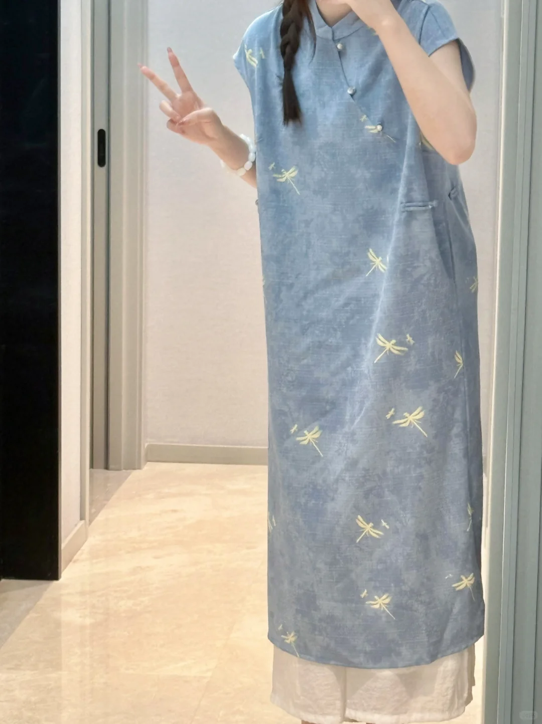 新中式国风｜书香大小姐 雾霾蓝小蜻蜓旗袍✨