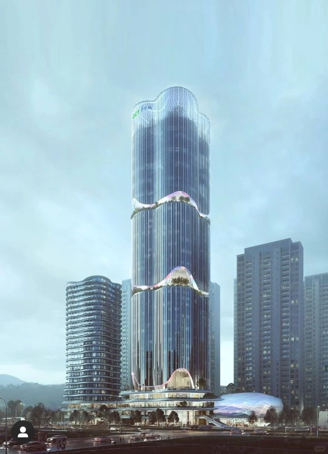 超高层办公楼建筑+圆形曲面#SDXL跑图