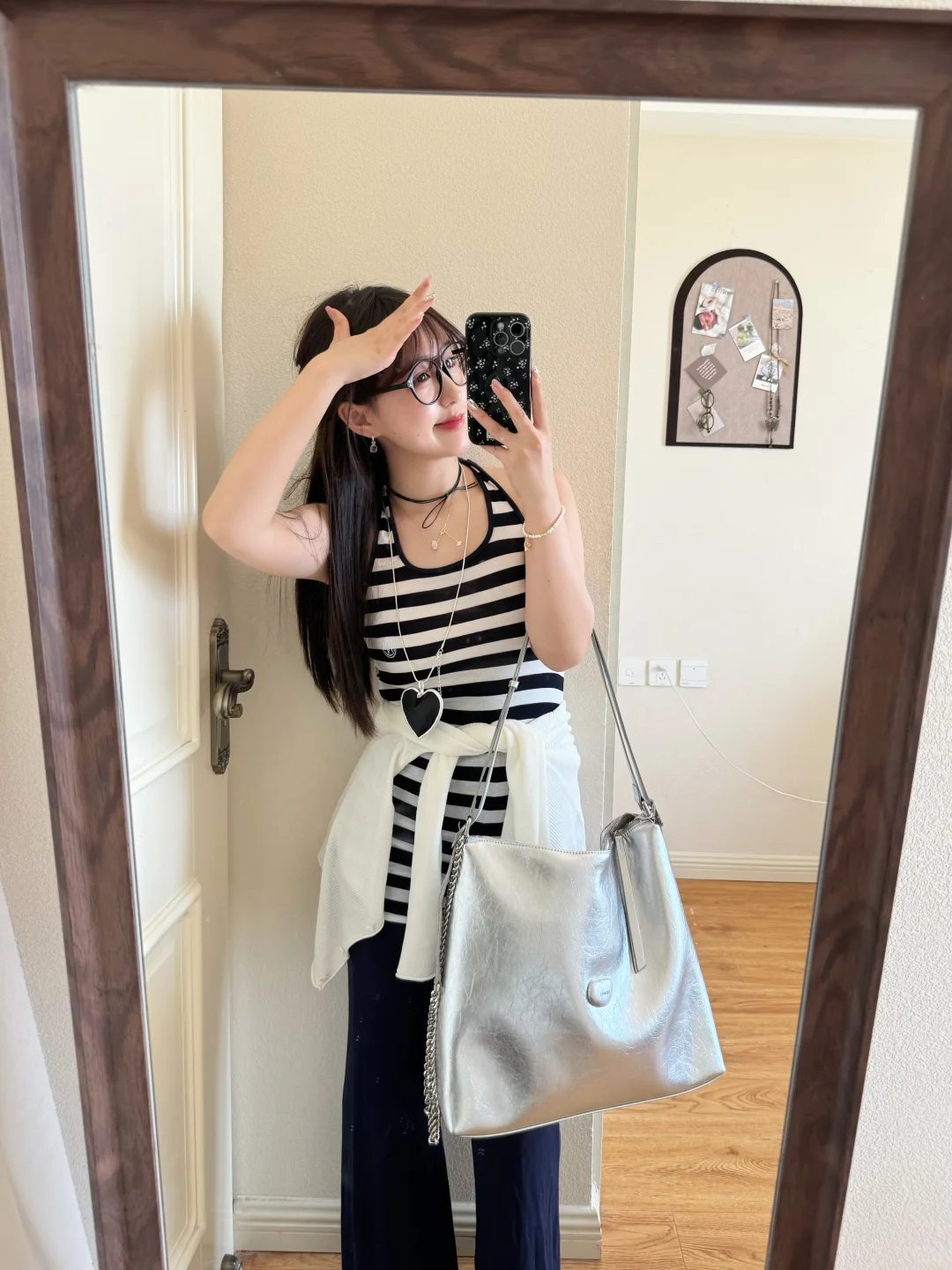 153/95古早辣妹🖤千禧黑白条纹！舒服又显瘦～