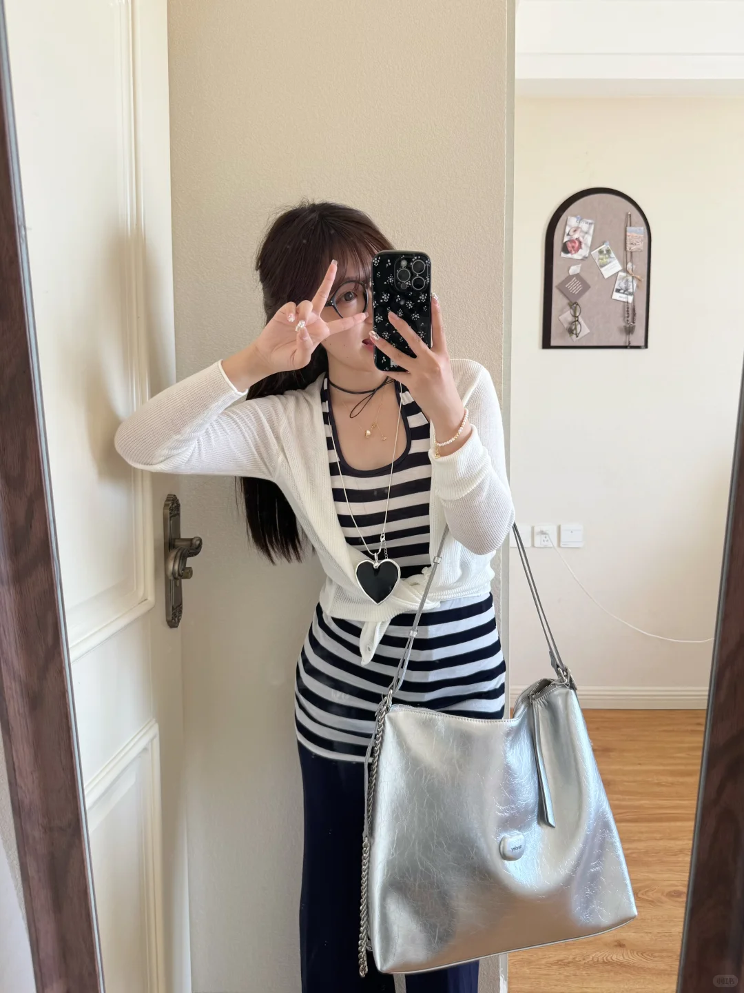 153/95古早辣妹🖤千禧黑白条纹！舒服又显瘦～