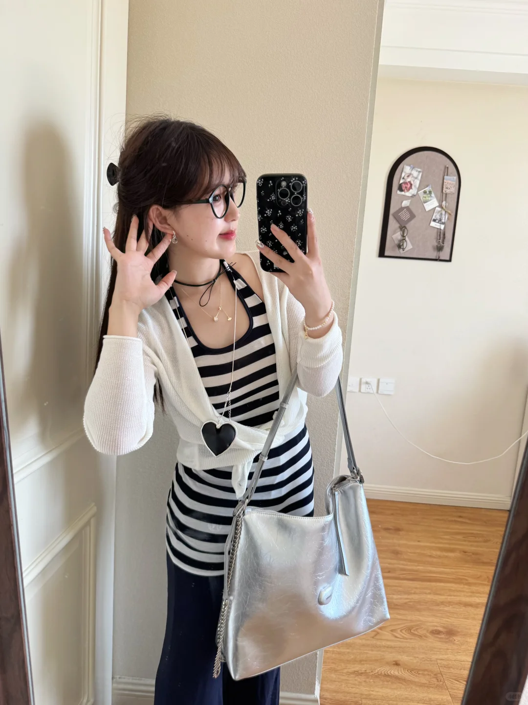 153/95古早辣妹🖤千禧黑白条纹！舒服又显瘦～