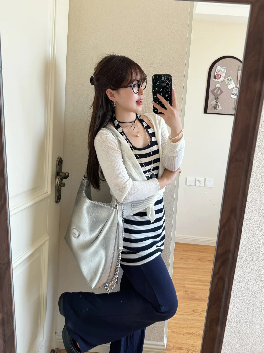 153/95古早辣妹🖤千禧黑白条纹！舒服又显瘦～