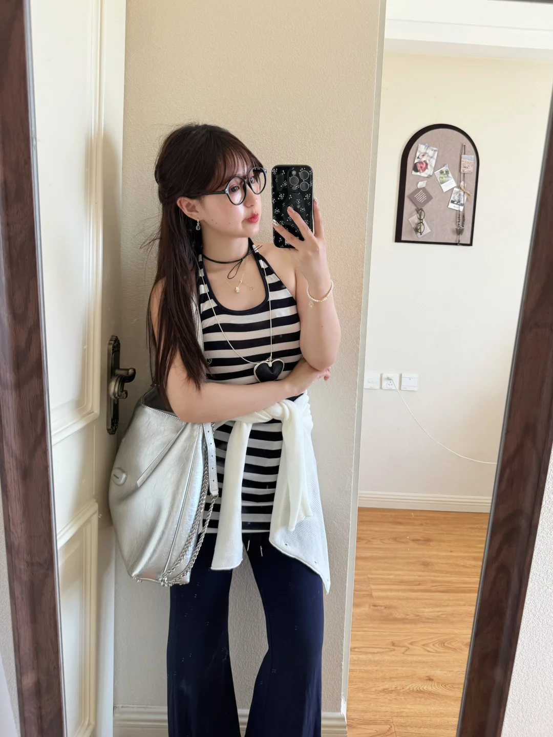 153/95古早辣妹🖤千禧黑白条纹！舒服又显瘦～