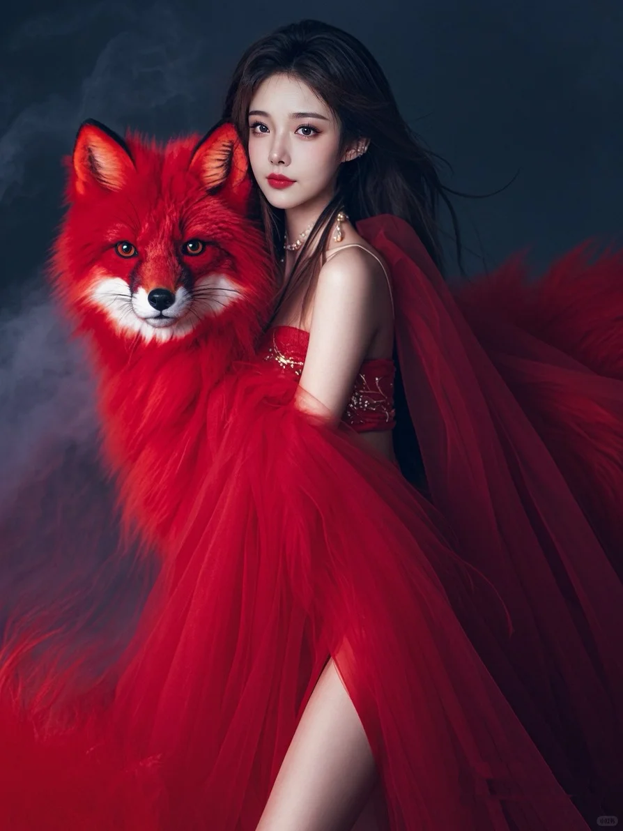 红色狐妖伴妖娆美女写真