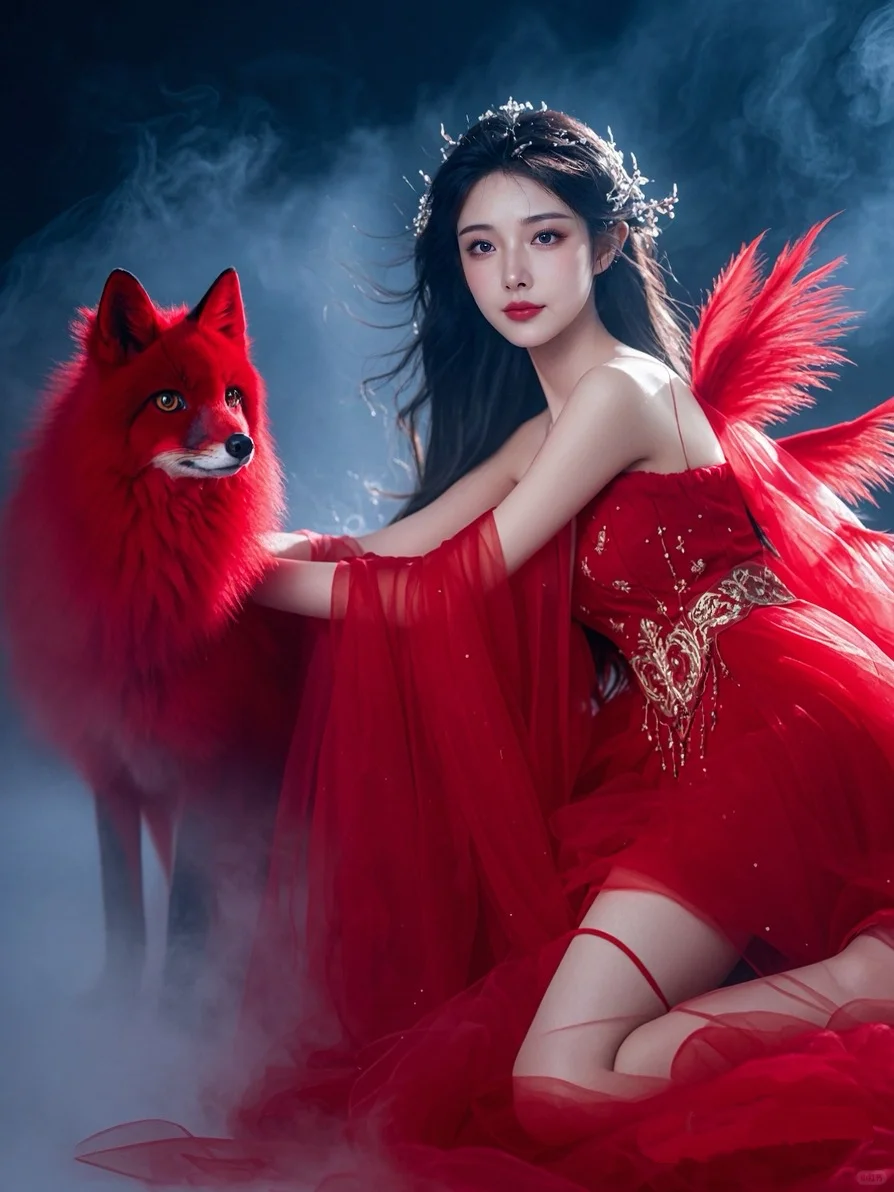 红色狐妖伴妖娆美女写真
