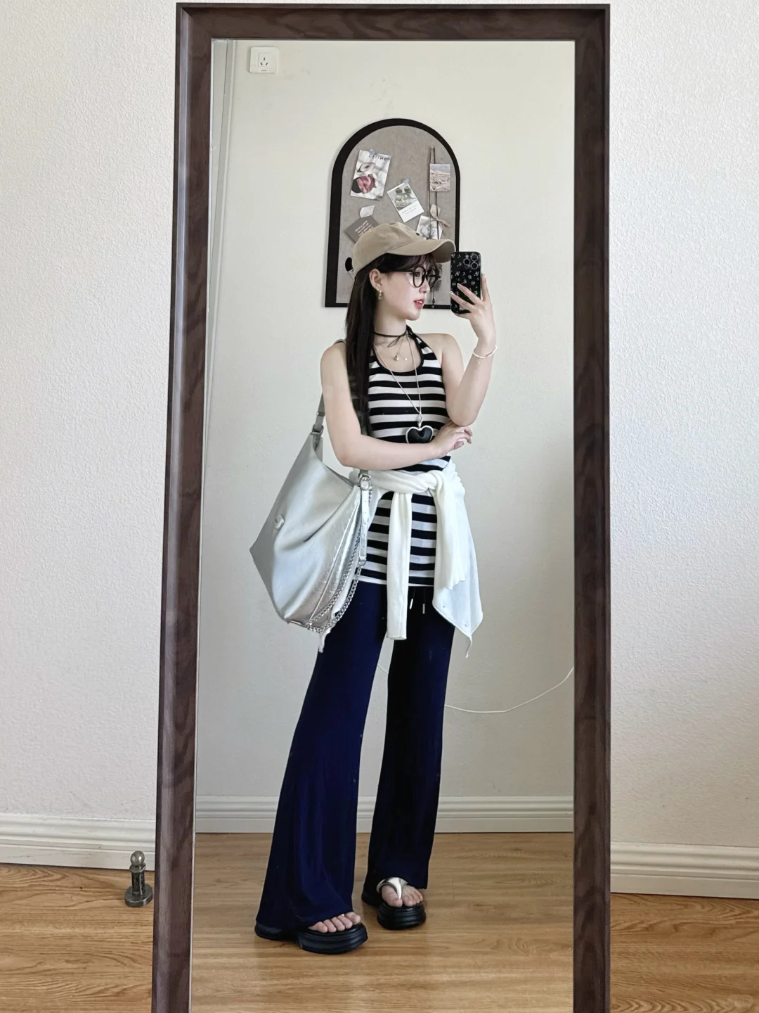 153/95古早辣妹🖤千禧黑白条纹！舒服又显瘦～